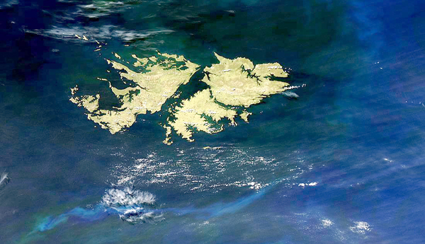 Foto satelital de las  Islas Malvinas.