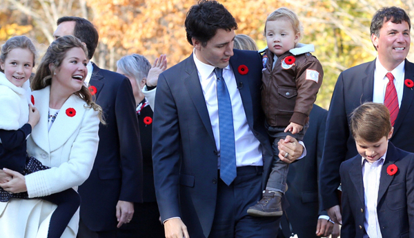 El Honorable Primer Ministro de Canadá, Justin Trudeau, acompañado de su familia. Foto: Oficina PM.