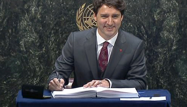 El primer ministro de Canadá, Justin Trudeau, firmó el Acuerdo de Paris. Foto: pm.gc.ca