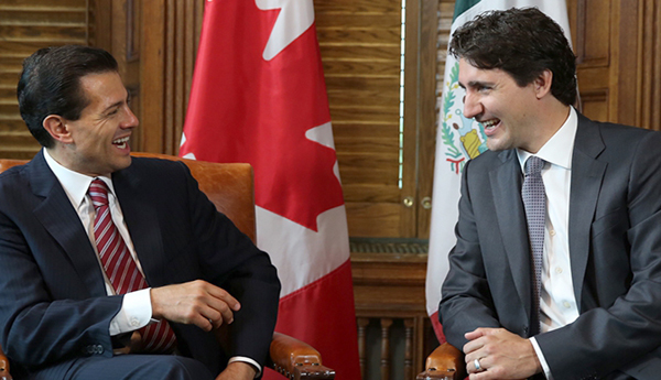 Presidente de México, Enrique Pena Nieto (izq.) y el Primer Ministro de Canadá, Justin Trudeau. Foto: OPM.